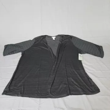 Catherines Cardigan Sweater Womens 4X Plus Dark Gray Open Front Lightweight NWT - Front