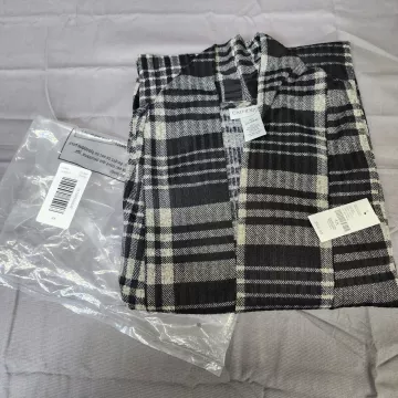 Catherines Plus Size 4X Plaid Open Front Cardigan Sweater Black White Stretch - Main