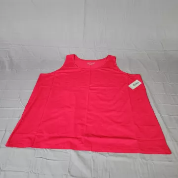 Catherines Suprema Tank Top Womens Plus 4X Red Cotton Stretch Scoop Neck NWT - Front