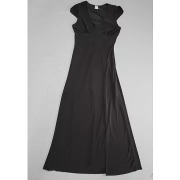 Caution to the Wind Dress Womens XS Black V-Neck Cap Sleeve Empire Waist Maxi - Front