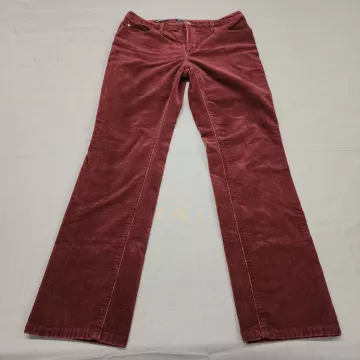 Charter Club Lexington Straight Corduroy Pants Women's 10 Burgundy Stretch - Front
