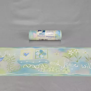 Chesapeake Bohemian Botanical Blue Green Border Prepasted Vinyl New Sealed - Main