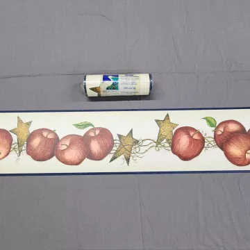 Chesapeake Country Apple Star Wallpaper Border Red Navy Prepasted Vinyl Sealed - Main
