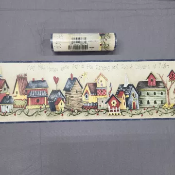 Chesapeake Country Birdhouse Wallpaper Border Beige Prepasted Vinyl New Sealed - Main