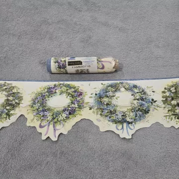 Chesapeake Country Floral Scalloped Wallpaper Border Pre-Pasted Cream New - Main