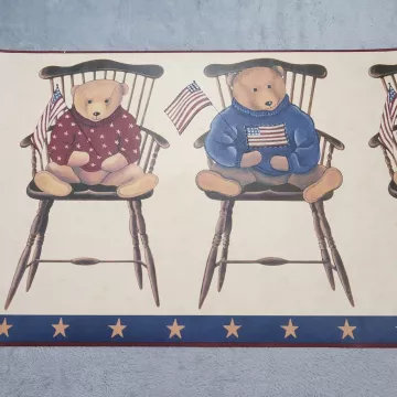 Chesapeake Country Patriotic Teddy Bear Wallpaper Border Prepasted Vinyl New - Main