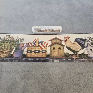 Chesapeake Country Rooster Americana Wallpaper Border Prepasted Vinyl New - Main