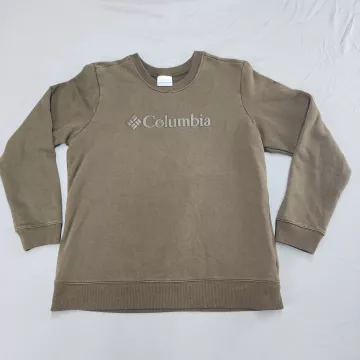 Columbia Boys XL Olive Green Sweatshirt Crew Neck Pullover Fleece Logo - Front