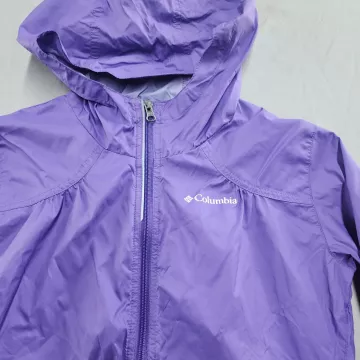 Columbia Girls L 14-16 Purple Hooded Windbreaker Full Zip Lightweight Jacket - Main