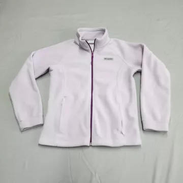 Columbia Girls Size L 14/16 Light Purple Fleece Jacket Full Zip Outdoor - Front