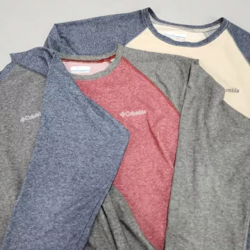 Columbia Lot of 3 Long Sleeve Raglan T-Shirts Mens Large Multicolor Logo