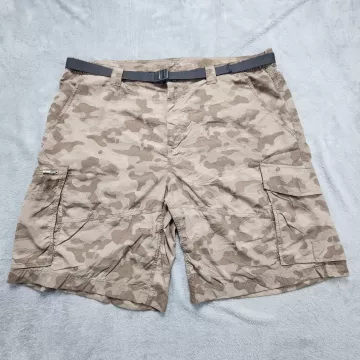 Columbia Mens Cargo Shorts Size 42 Beige Camo Belted Nylon Omni Shade - Front