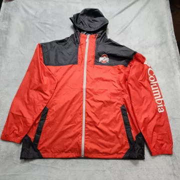 Columbia Ohio State Buckeyes Windbreaker Jacket Men's XXL Red Black Hooded Zip - Front