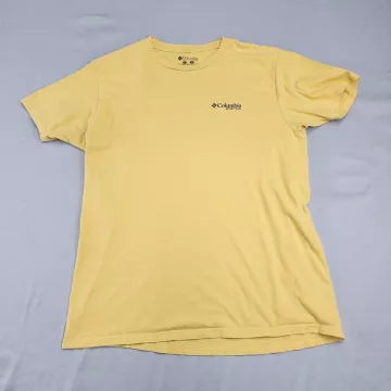 Columbia PFG Marlin Graphic T-Shirt Men's L Yellow Cotton Short Sleeve - Front