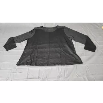 Comfort Code Womens 3X Black Long Sleeve T-Shirt Crew Neck Stretch Knit Plus - Front