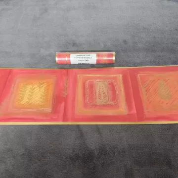 Cornerstone Abstract Leaf Red Orange Gold Wallpaper Border Prepasted New Sealed - Main