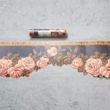Cornerstone Rose Floral Navy Blue Wallpaper Border New Sealed Prepasted Vinyl - Main