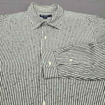 Cremieux Collection Mens XL Black White Striped Long Sleeve Button Up Shirt - Main