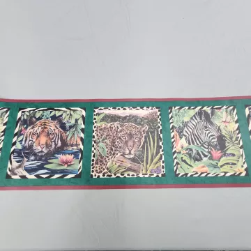 Crewcut Design Jungle Animal Print Wallpaper Border Green New Prepasted - Main