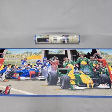 Crewcut Designs Racing Pit Stop Wallpaper Border Multicolor Pre-pasted New - Main
