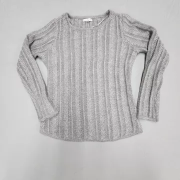 Croft & Barrow Womens S Gray Metallic Rib Knit Pullover Sweater Crew Neck - Main