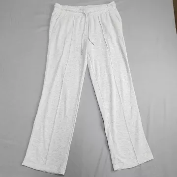 Danskin Womens Large Heather Gray Wide Leg Lounge Pants Drawstring Pockets - Front