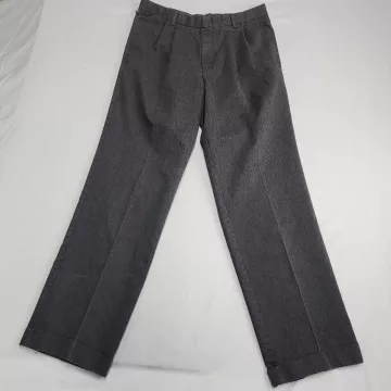 Dockers Mens Pleated Dress Pants Charcoal Gray 36x34 Stain Defender Cuffed - Front