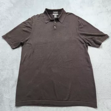 Eddie Bauer Men's Polo Shirt XLT Tall XL Brown 100% Pima Cotton Short Sleeve - Front