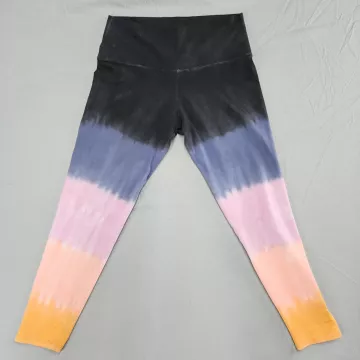 Electric & Rose Womens L High Rise Athletic Leggings Multicolor Tie Dye Stretch - Front