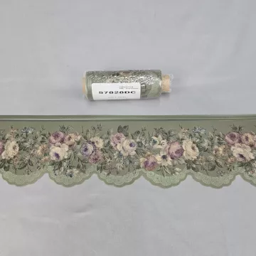 English Country Floral Rose Green Wallpaper Border Prepasted Vinyl New Sealed - Main