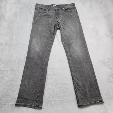 Express Mens Slim Straight Jeans 36x30 Gray 4-Way Stretch Denim Tag 33 - Front