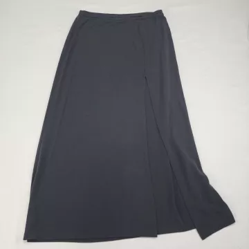 Express Womens Size L Black Maxi Skirt High Side Slit Stretch Knit Pull On - Front