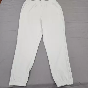 Fila Women's L Light Gray French Terry Jogger Sweatpants Mid Rise Pockets - Front