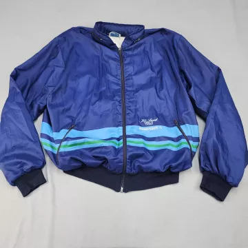 Fischer Vintage Windbreaker Jacket Mens 48 Small Blue Full Zip Made in Italy - Front