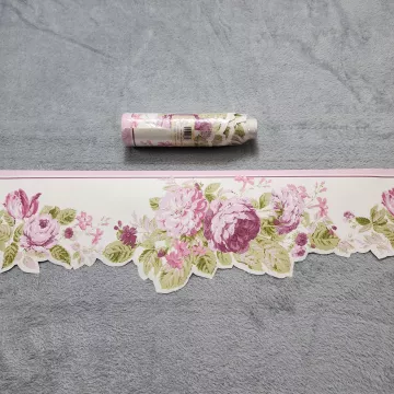 Floral Pink Purple Cream Wallpaper Border New Prepasted Textured Die-Cut - Main