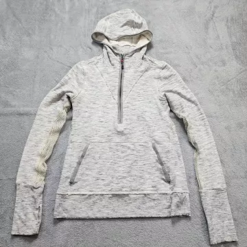 Free People FP Movement Hoodie Women's S Gray Half Zip Pullover Mesh Thumbholes - Front