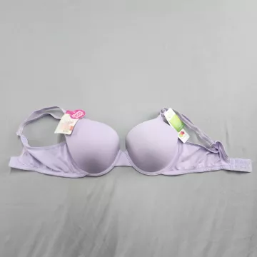 FRUIT OF THE LOOM Bra Women's M Purple T-Shirt Padded Underwire Cotton Blend - Front