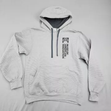 FRUIT OF THE LOOM sofspun Men's S Grey Striped Pullover Hoodie Henry Ford Museum - Front