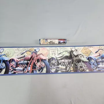 Gagne Retro Vintage Motorcycle Wallpaper Border Prepasted Vinyl New GT36120B - Main