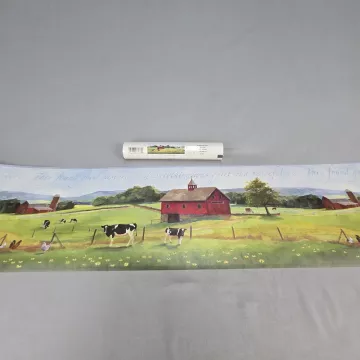 Good Pastures Country Farm Scenic Wallpaper Border Multicolor Pre-pasted New - Main