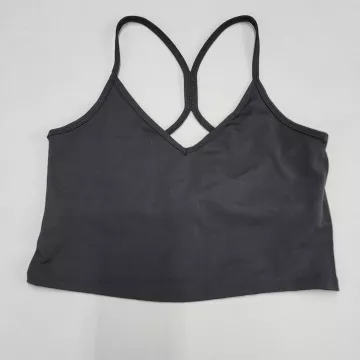 Gottex Womens L Black Athletic Tank Top V-Neck Racerback Cropped Stretch - Front