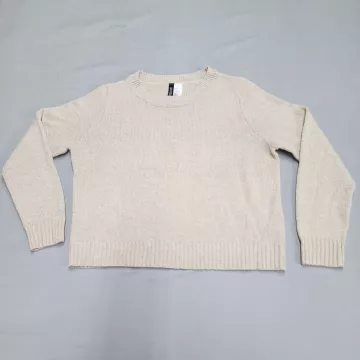 H&M Divided Womens Sweater Medium Beige Pullover Crew Neck Long Sleeve Knit - Front