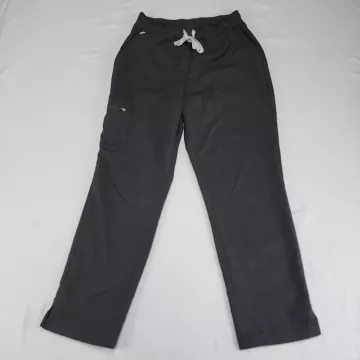 Hanes Comfort Fit Scrub Pants Women's M Black Mid Rise Drawstring Waist 26x28 - Front