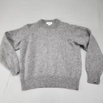 Heather and Tweed Womens Sweater Size M Gray Shetland Wool Crewneck Pullover - Front