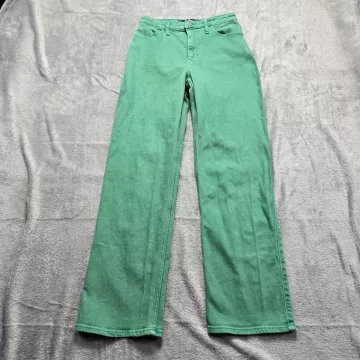 Hollister Ultra High Rise Dad Jeans Womens 3R W26 Green Vintage Stretch Denim - Front