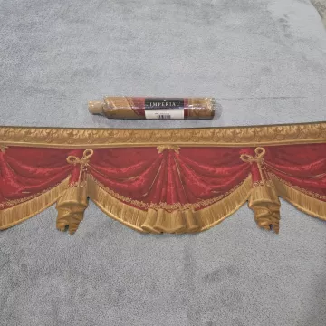 Imperial Drapery Swag Red Gold Wallpaper Border New Sealed Prepasted Vinyl - Main
