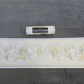 Imperial Floral Country Yellow Blue Wallpaper Border Prepasted Vinyl New Sealed - Main