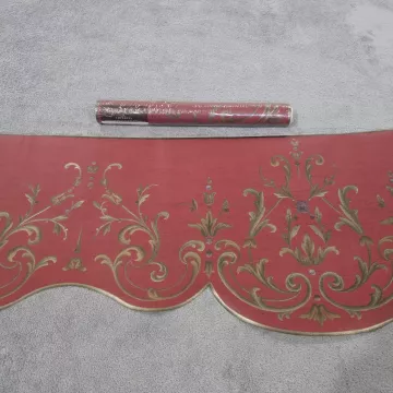 Imperial Raymond Waites Red Gold Damask Wallpaper Border Prepasted Vinyl Sealed - Main