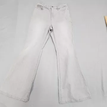 INC International Concepts Jeans Womens 14 High Rise Flare Gray Stretch Denim - Front