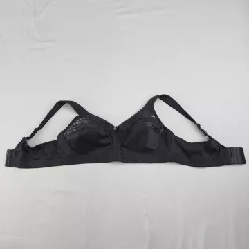 INSTANT Shaping® Black T-Shirt Bra 40B Full Coverage Lace Trim Adjustable - Front